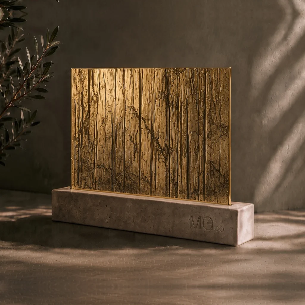 Gold Charcoal Sticks textured mirror sample