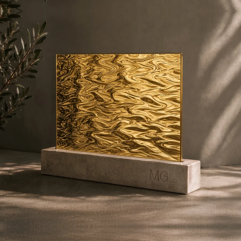 Gold Contora textured mirror sample