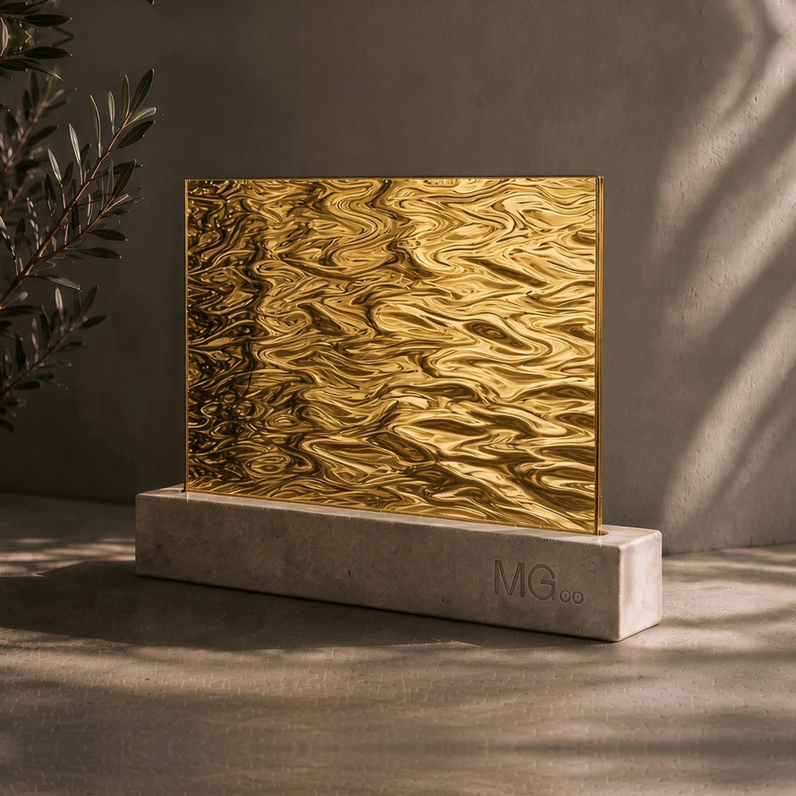 Gold Contora textured mirror sample