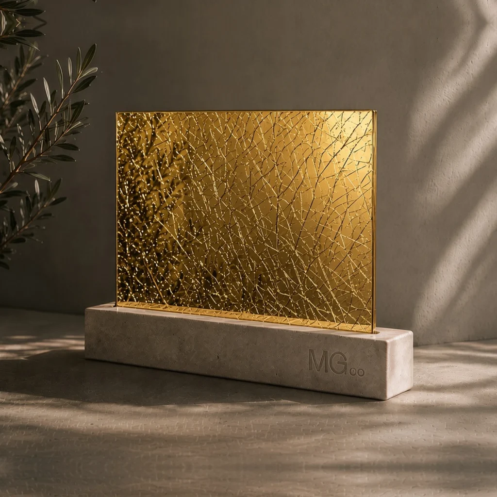 Gold crackle mirror sample