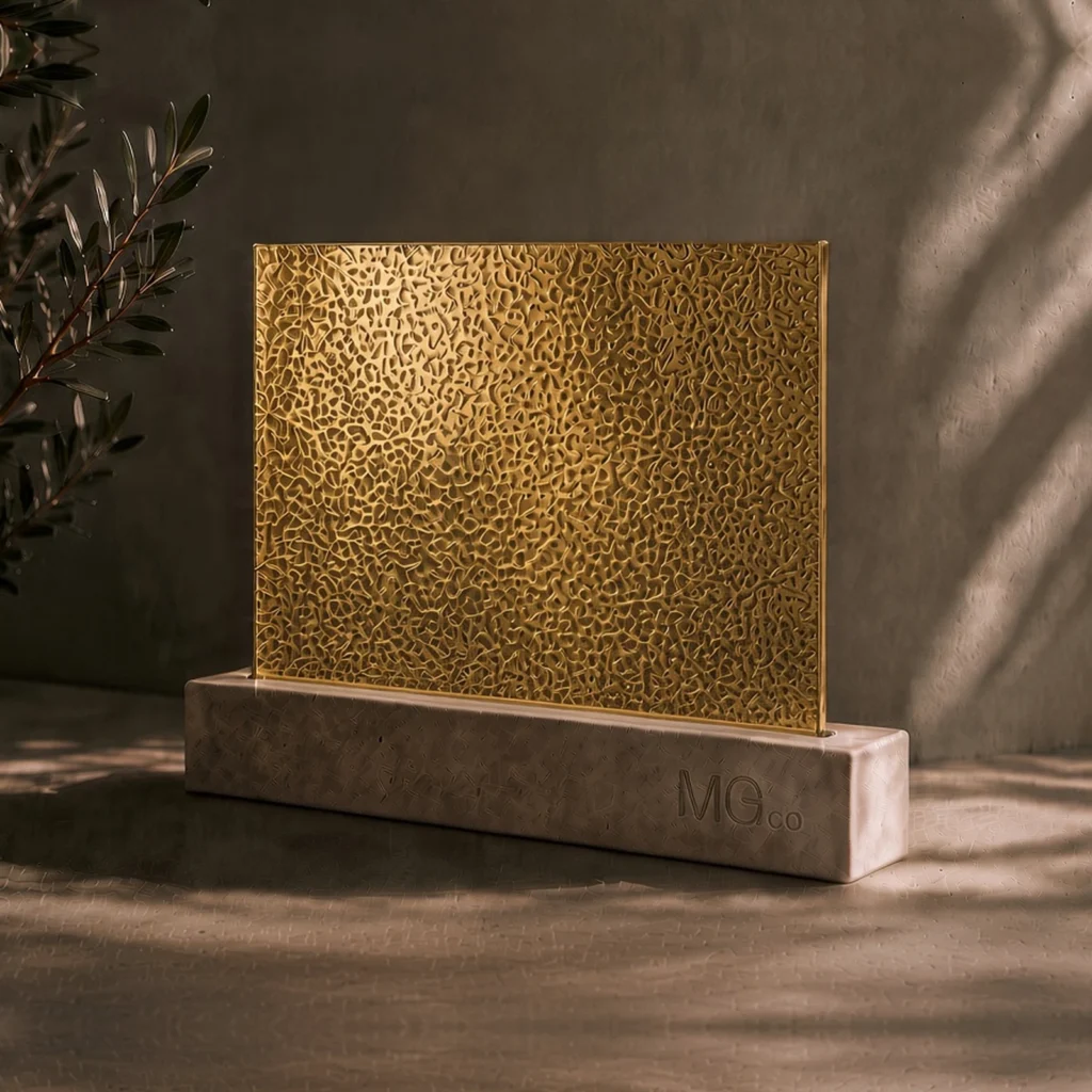 Gold Minster textured mirror sample