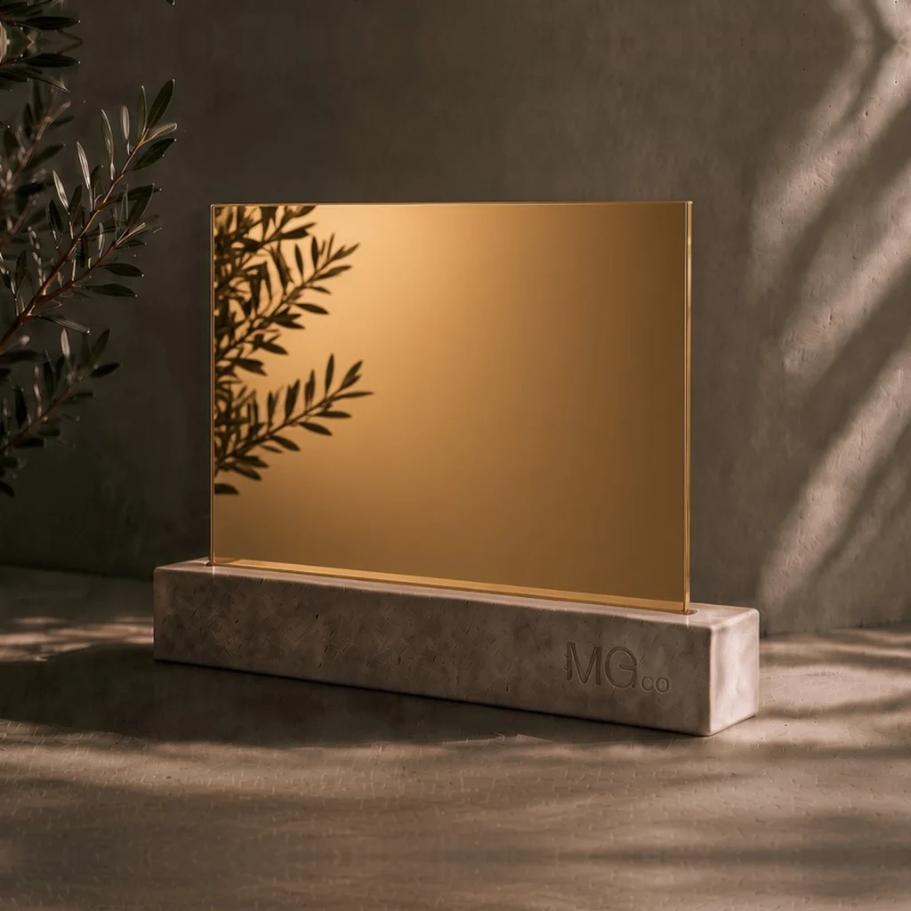 Gold tinted mirror sample