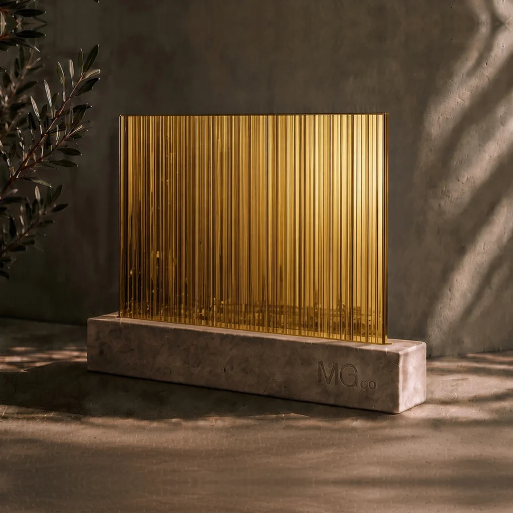 Gold 5mm reeded mirror sample