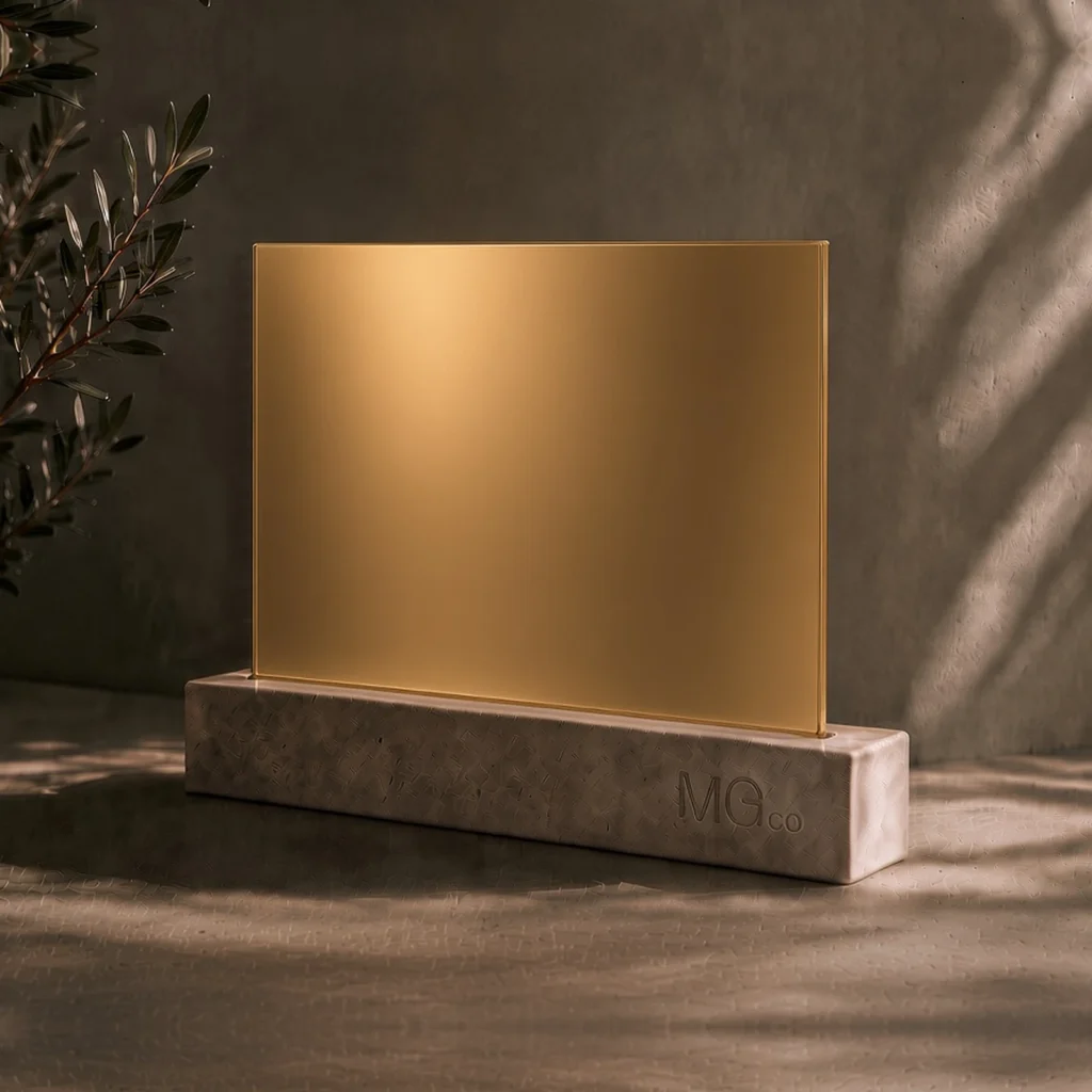 Gold satin all-over mirror sample