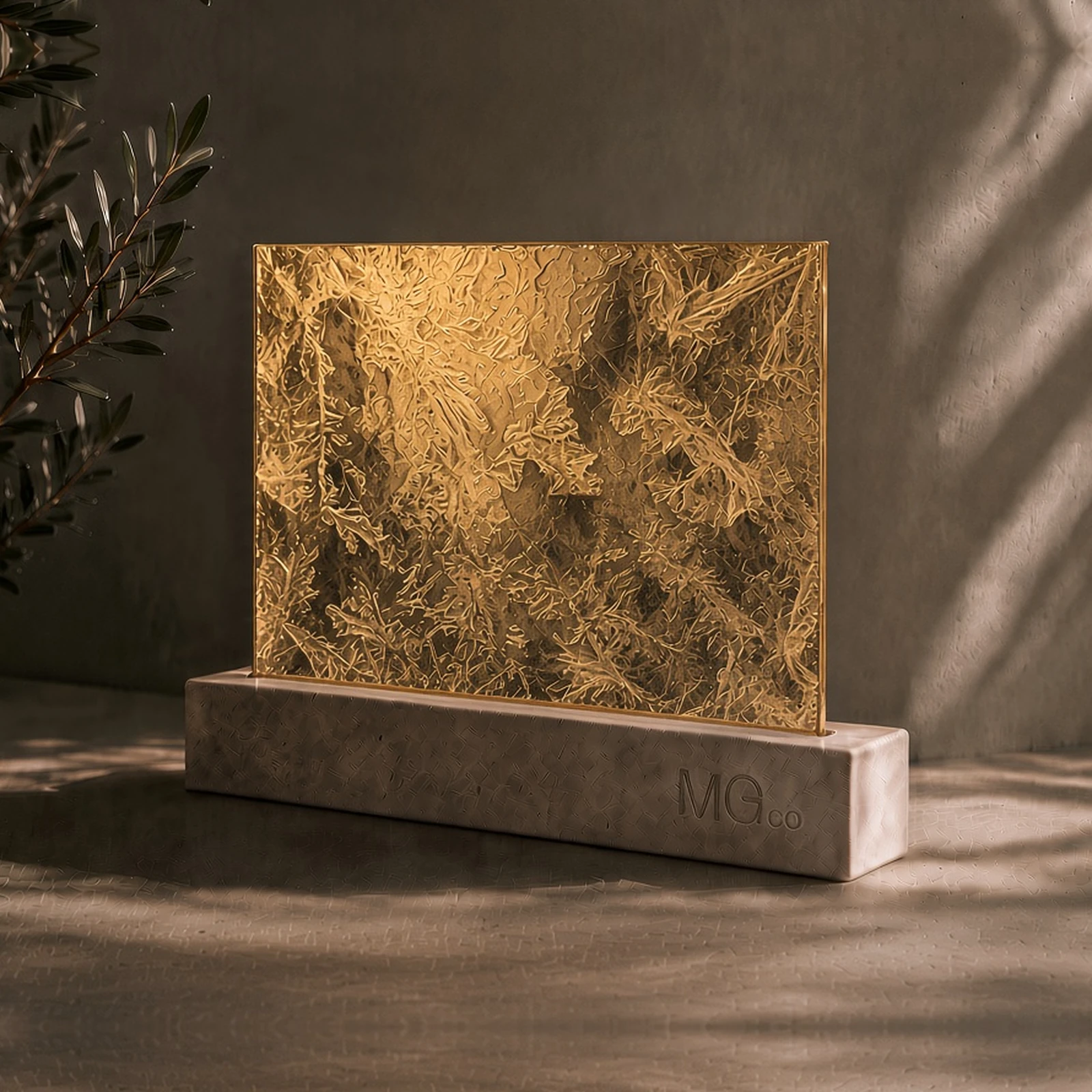 Gold Arctic marble antique mirror sample