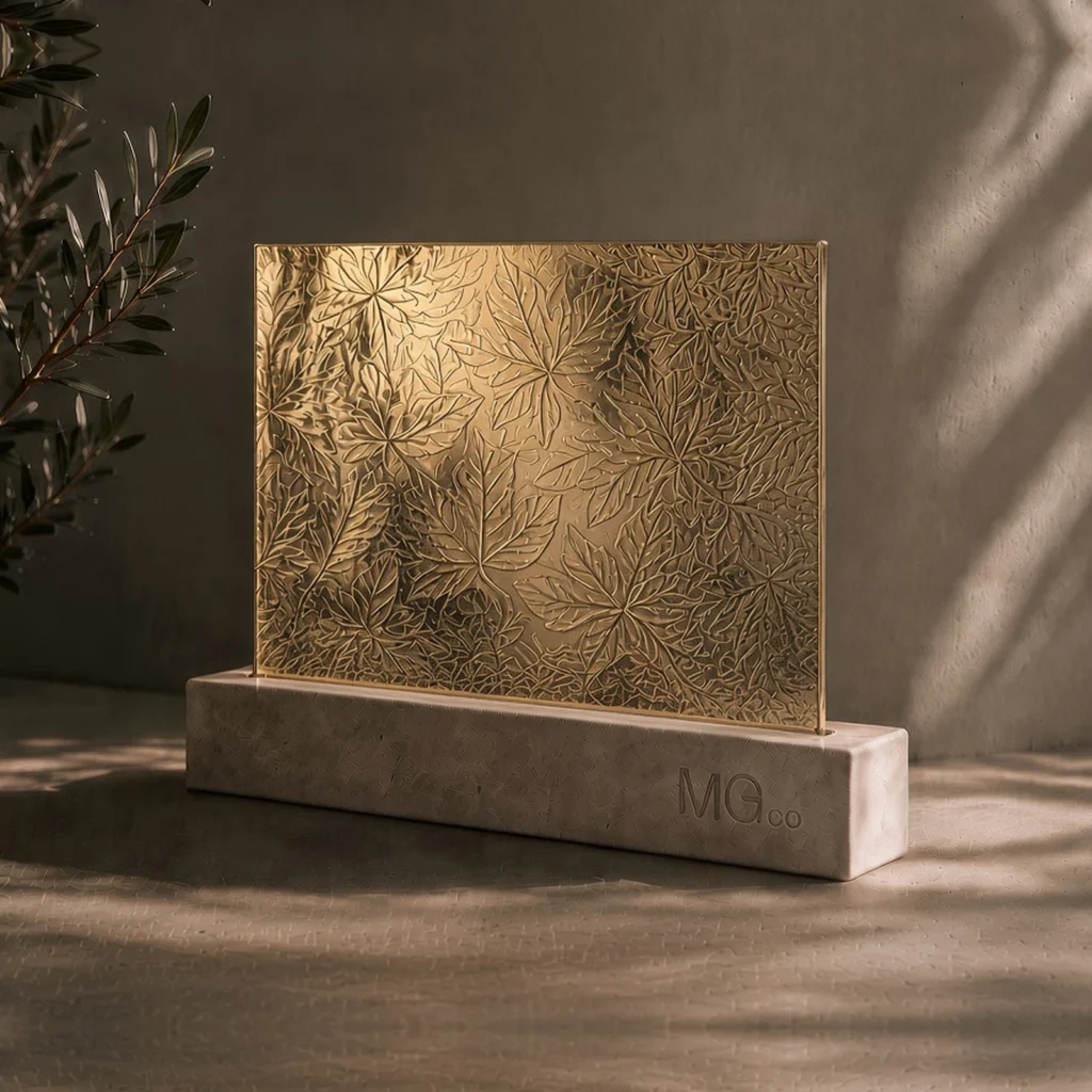 Gold Autumn Leaf marble antique mirror sample