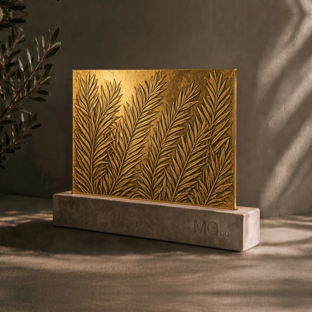Gold Everglade marble antique mirror sample