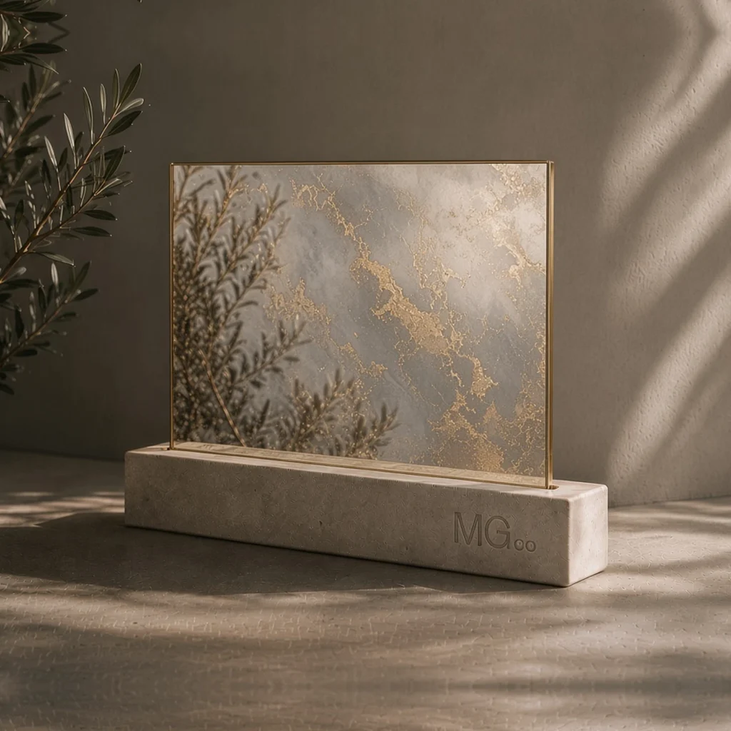 Gold and silver marble antique mirror sample