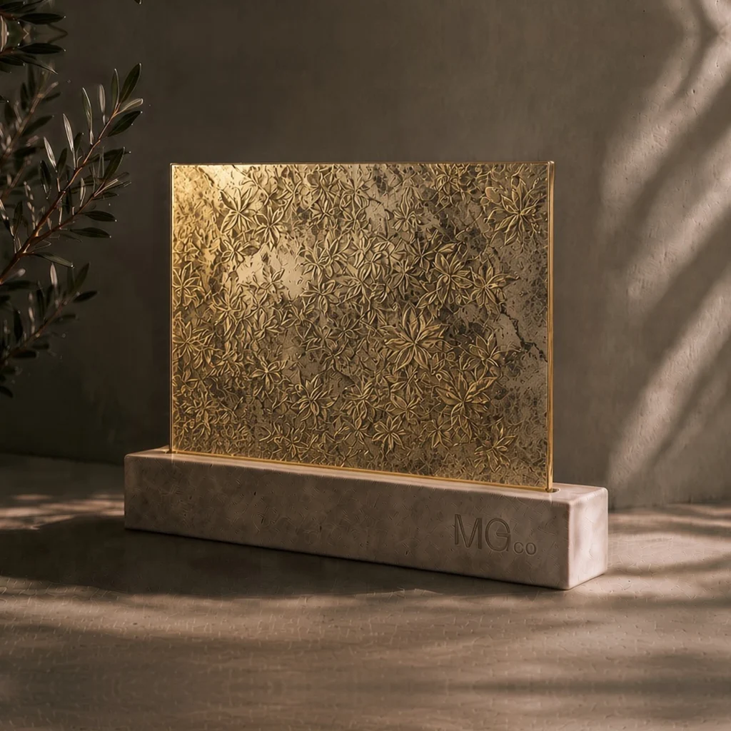 Gold Mayflower marble antique mirror sample