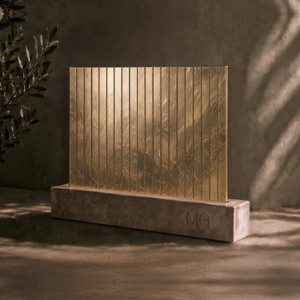 Gold 5mm reeded marble antique mirror sample