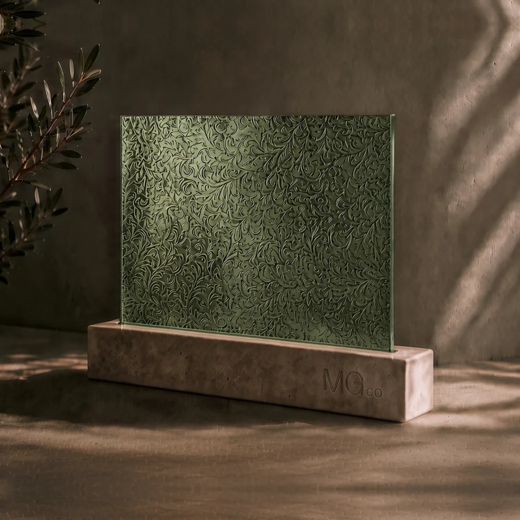 Green Chantilly textured mirror sample