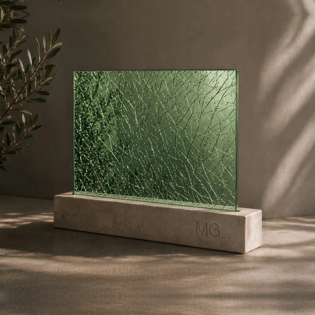 Green crackle mirror sample
