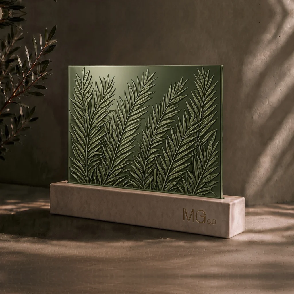 Green Everglade textured mirror sample