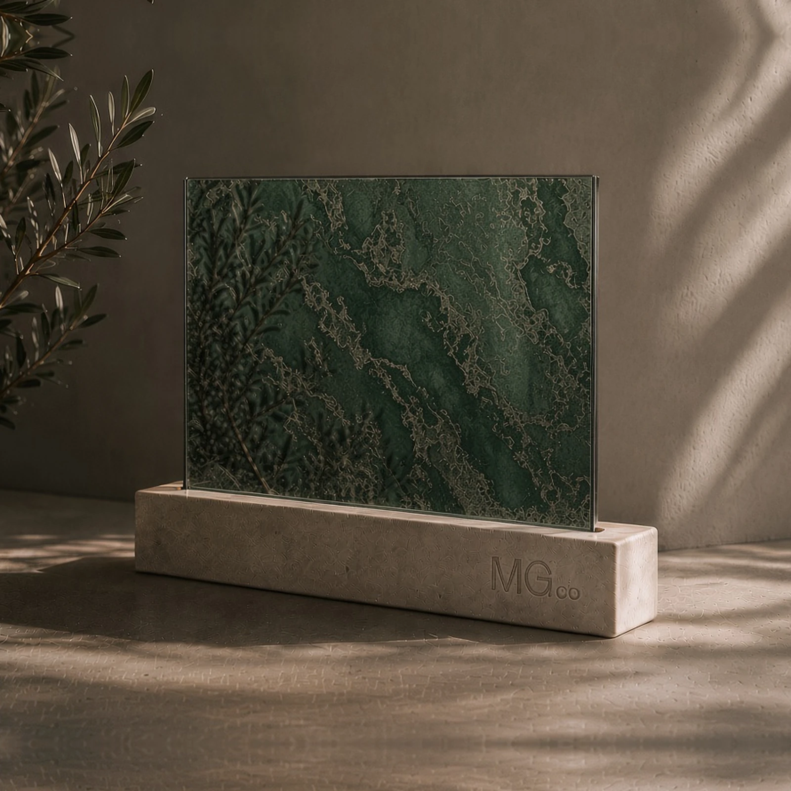 Green marble antique mirror sample
