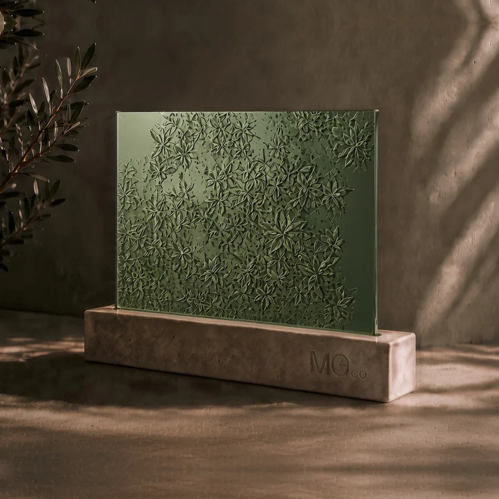 Green Mayflower textured mirror sample