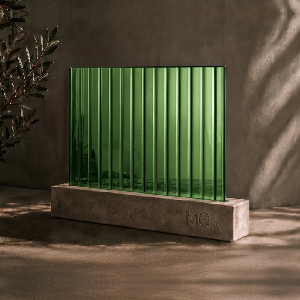 Green 12mm reeded mirror sample
