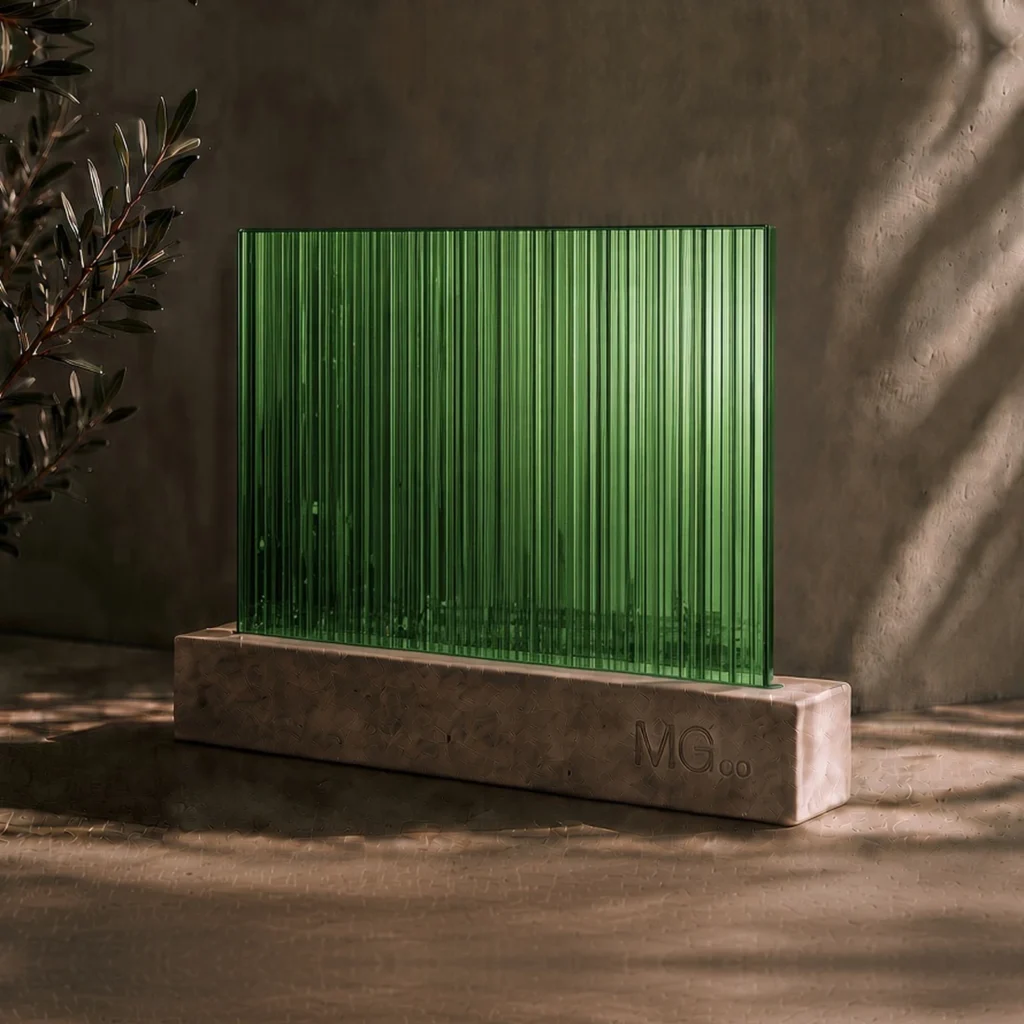 Green 5mm reeded mirror sample