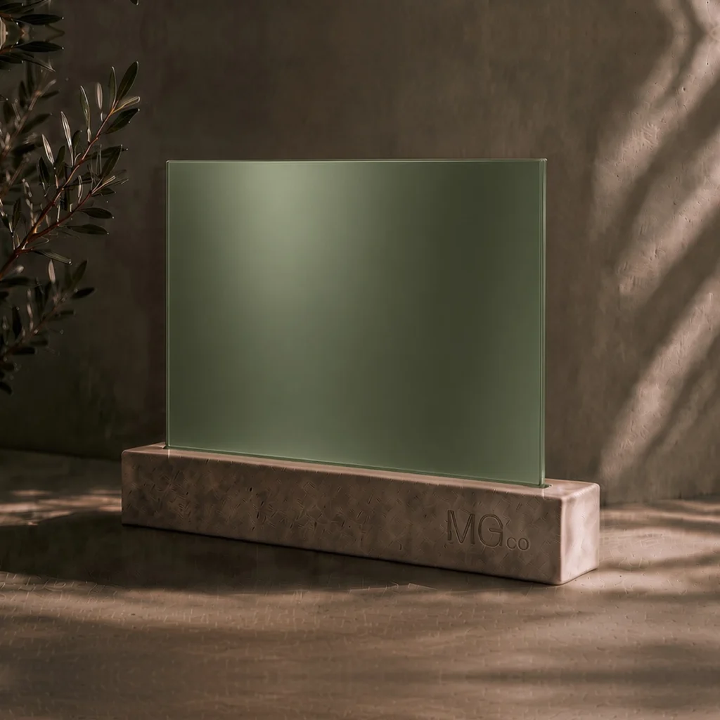 Green satin all-over mirror sample