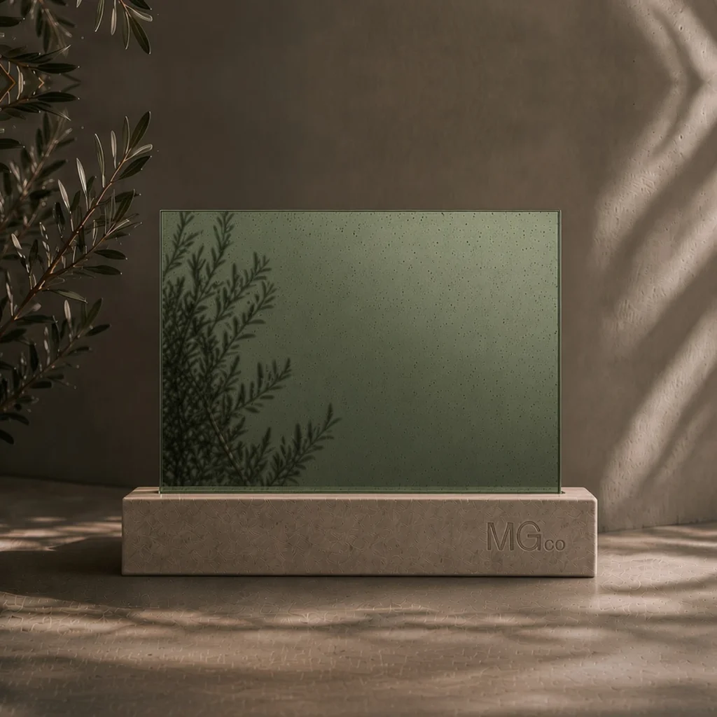 Green speckle antique mirror sample