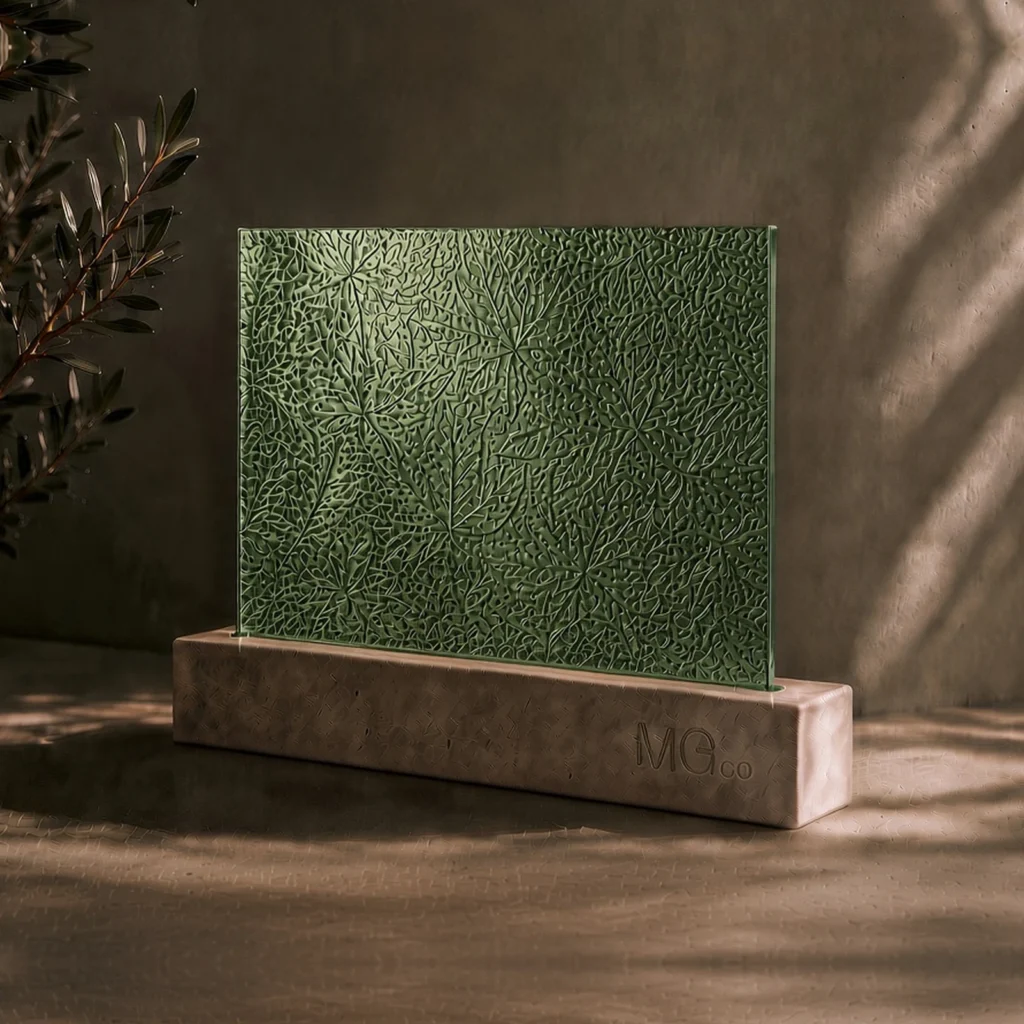 Green Stippolyte textured mirror sample