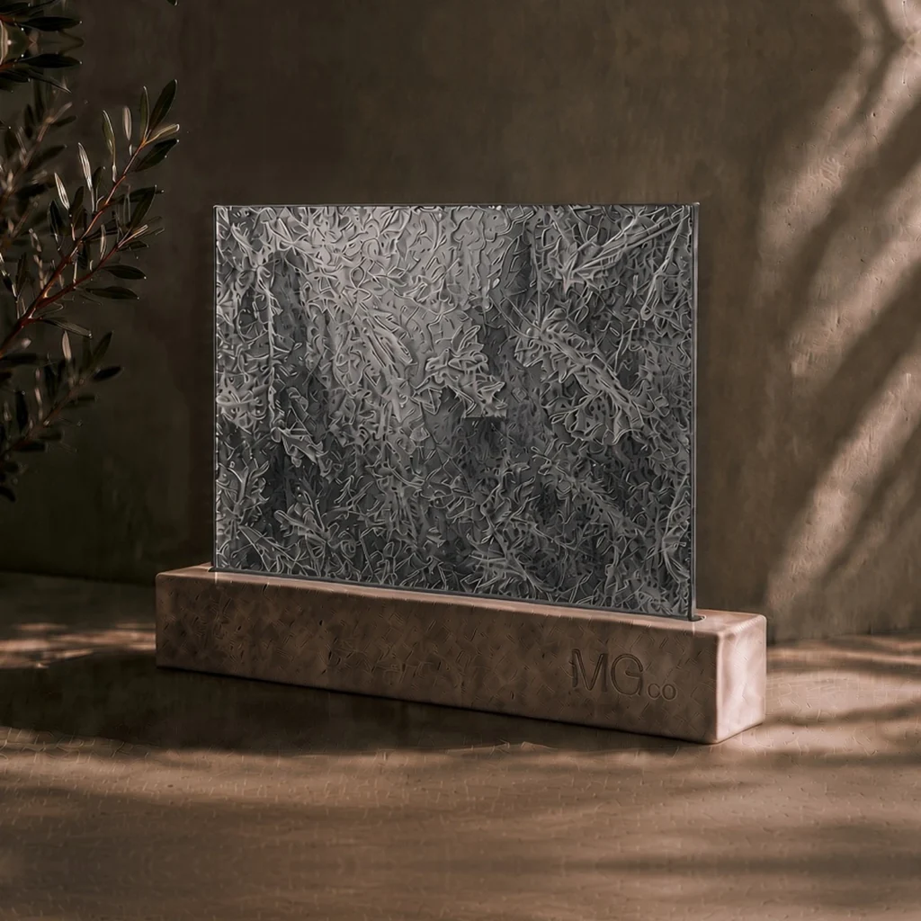 Grey Arctic textured mirror sample