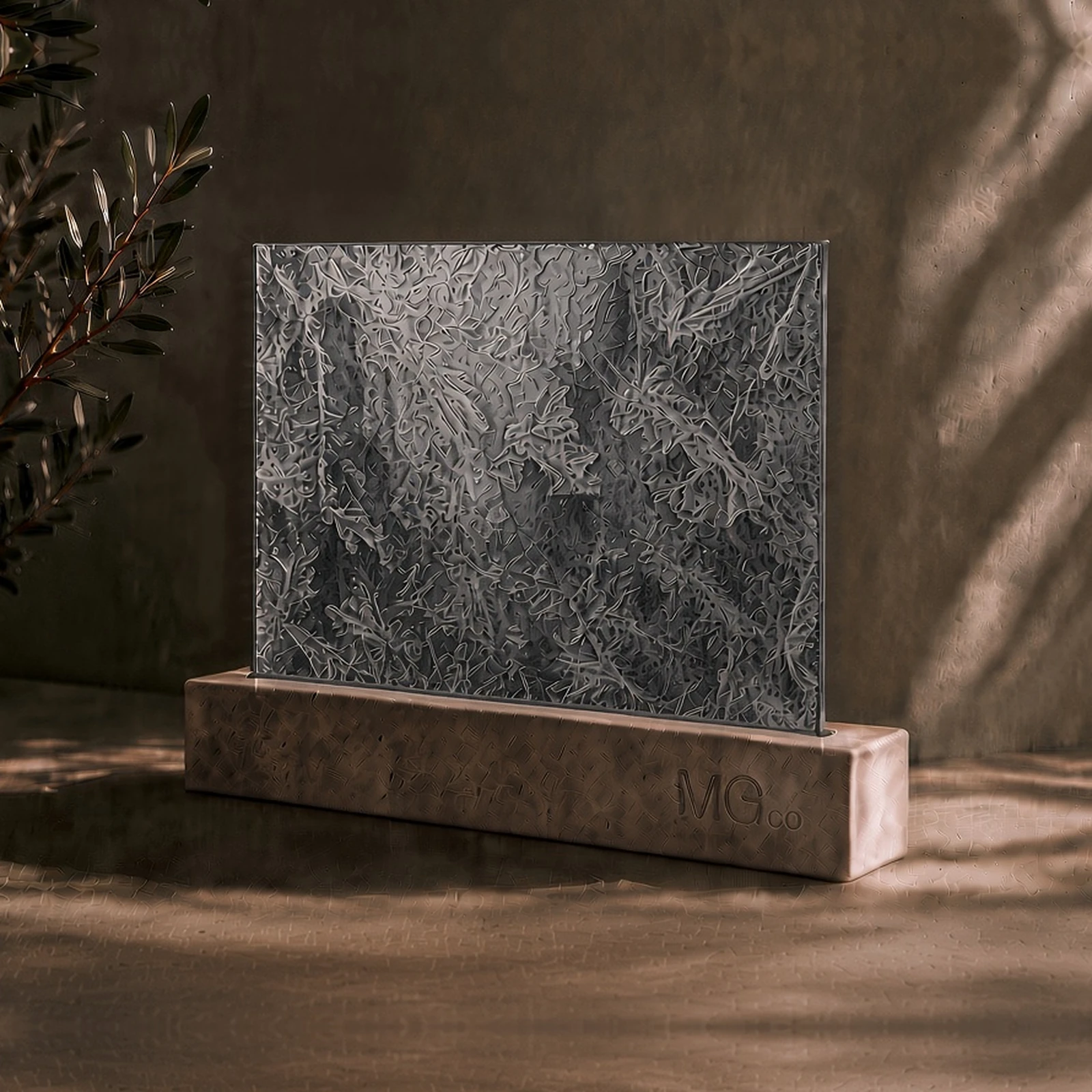 Grey Arctic textured mirror sample