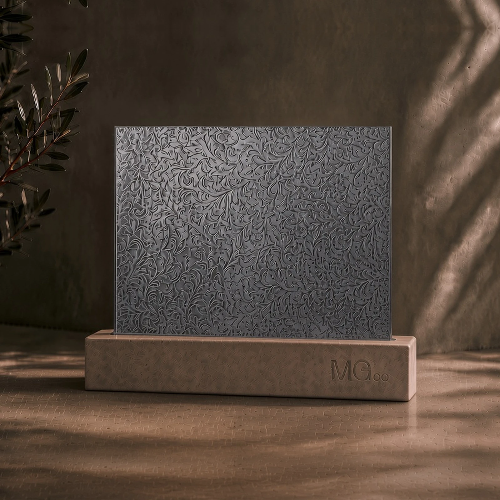 Grey Chantilly textured mirror sample