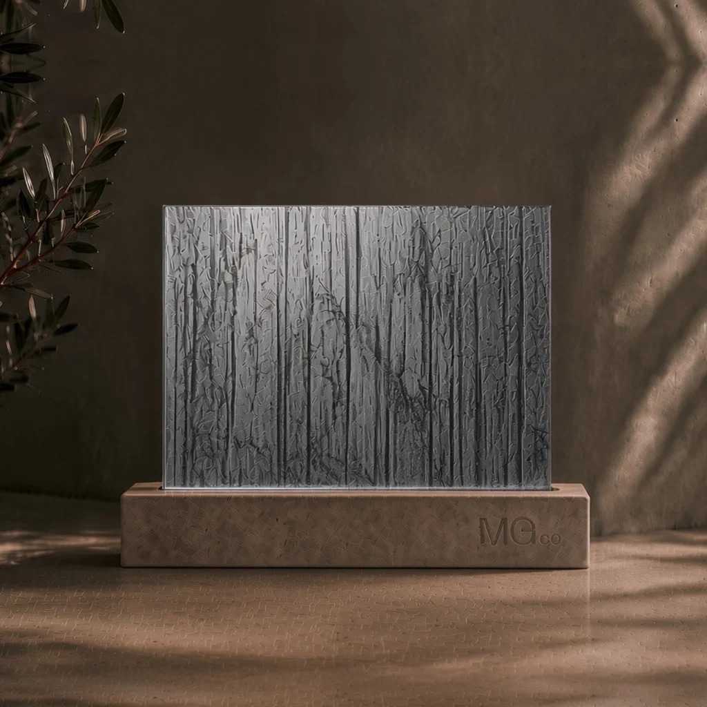 Grey Charcoal Sticks textured mirror sample