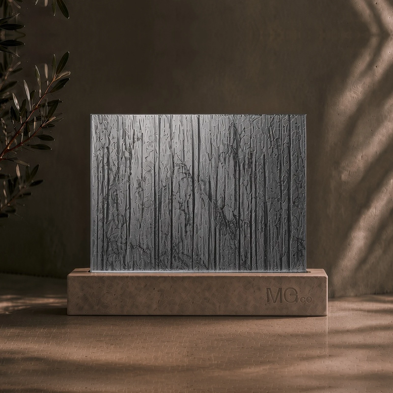 Grey Charcoal Sticks textured mirror sample