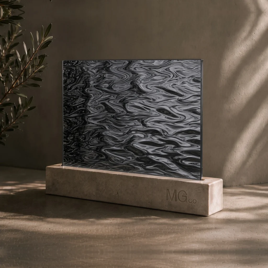 Grey Contora textured mirror sample