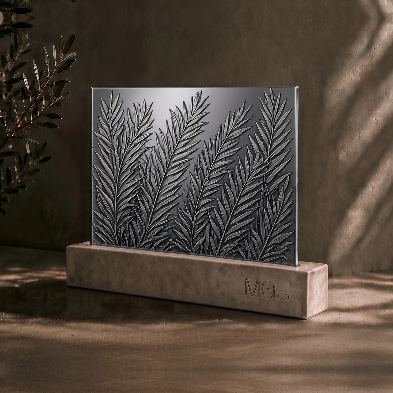 Grey Everglade textured mirror sample