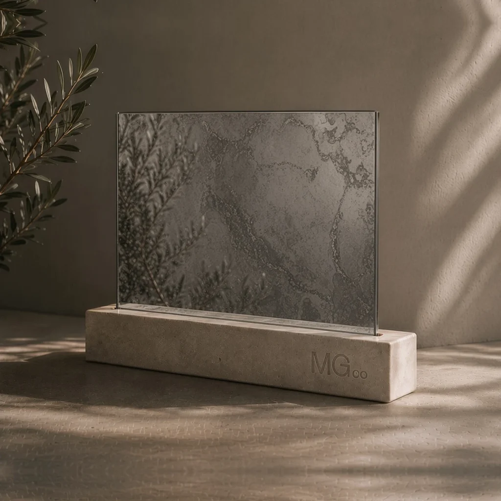 Grey marble antique mirror sample