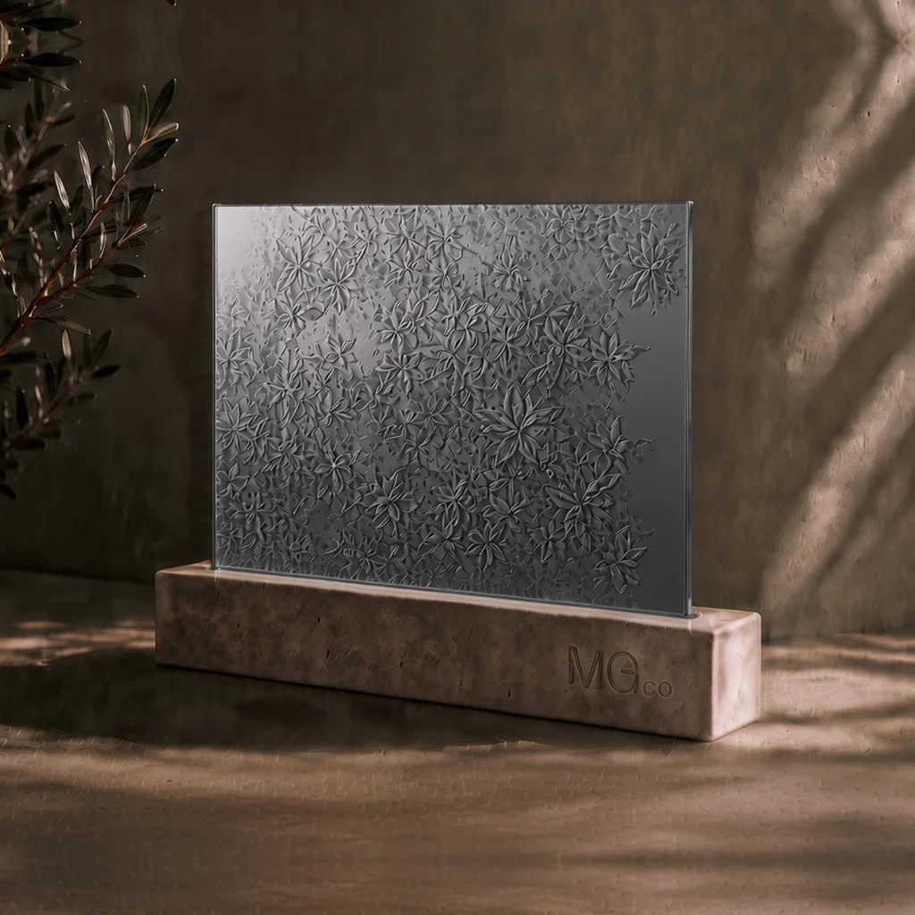 Grey Mayflower textured mirror sample