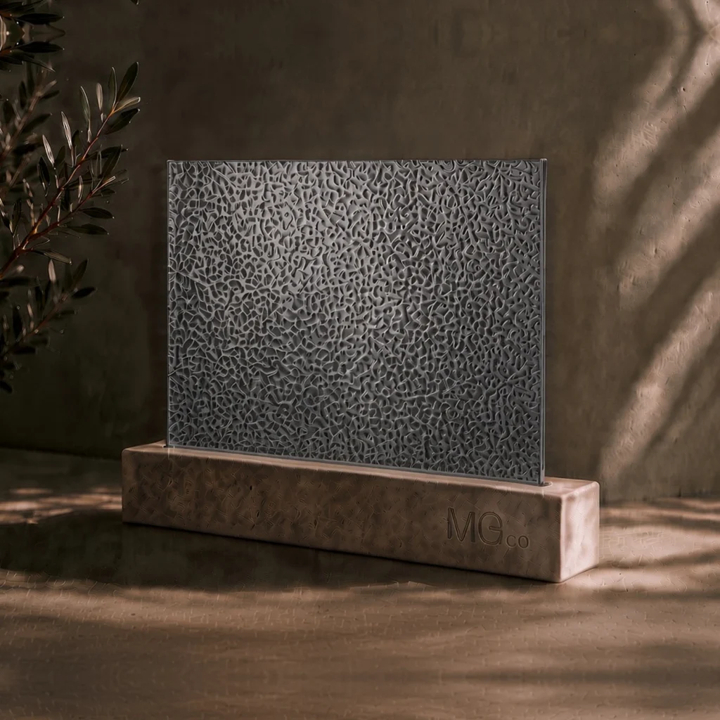 Grey Minster textured mirror sample
