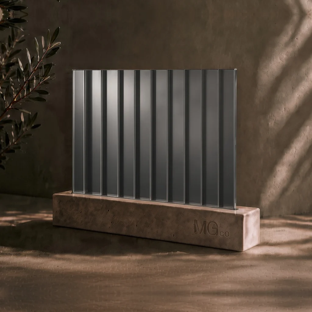 Grey 12mm reeded stock antique mirror sample