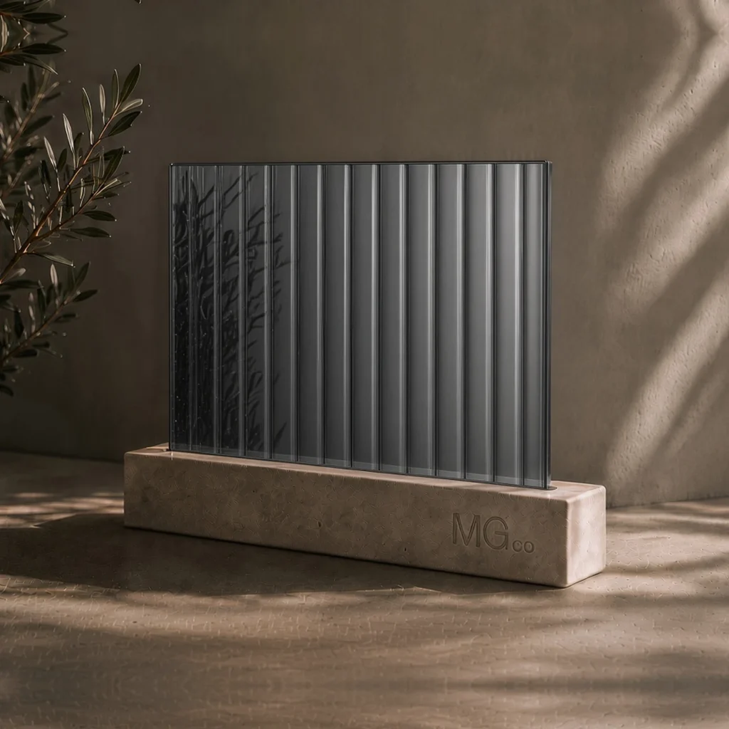 Grey 12mm reeded mirror sample