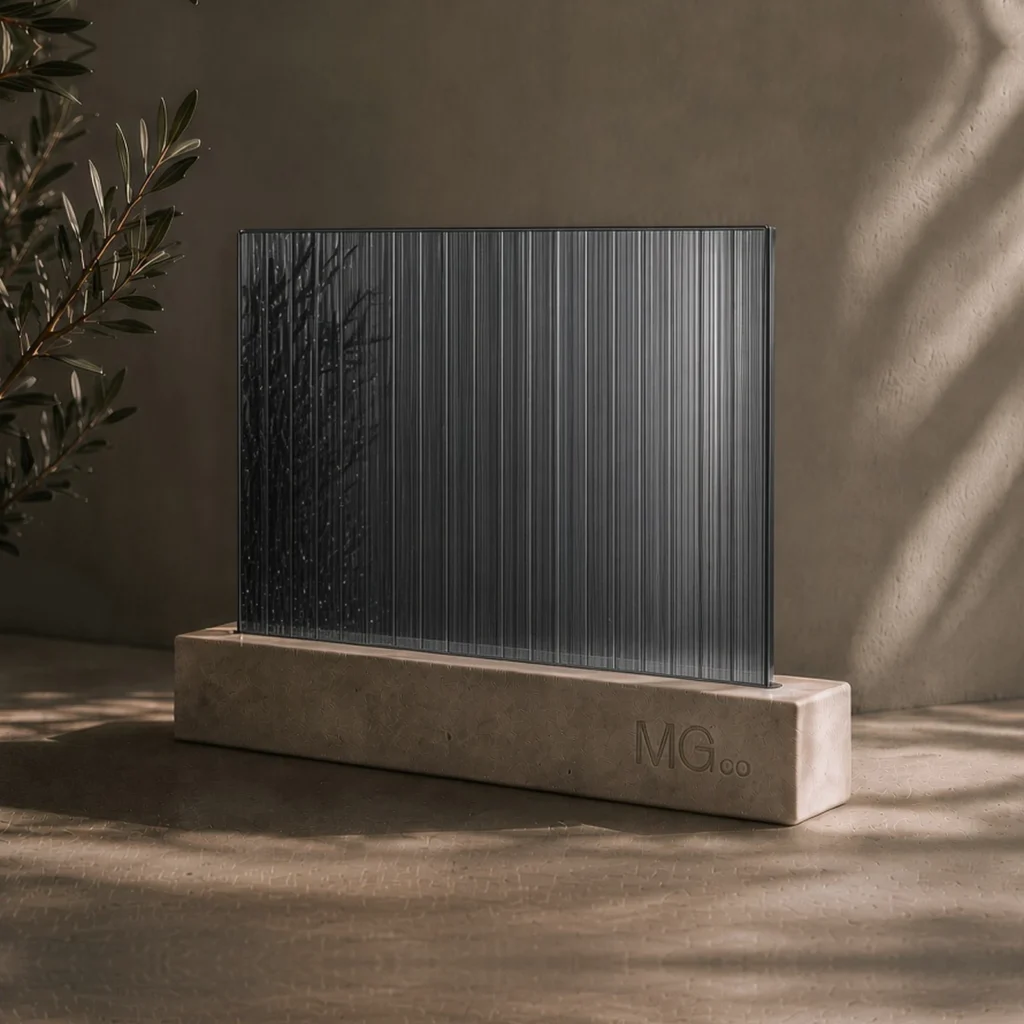 Grey 5mm reeded mirror sample