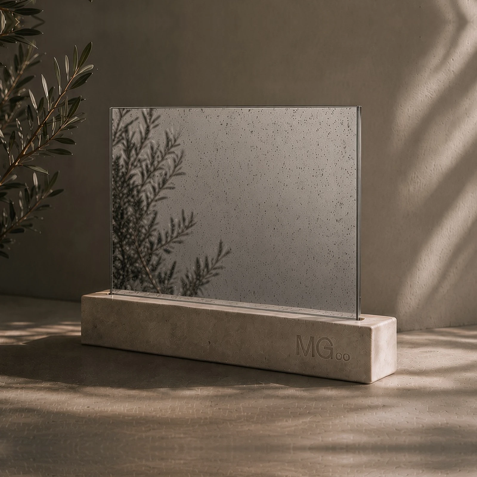 Grey speckle antique mirror sample
