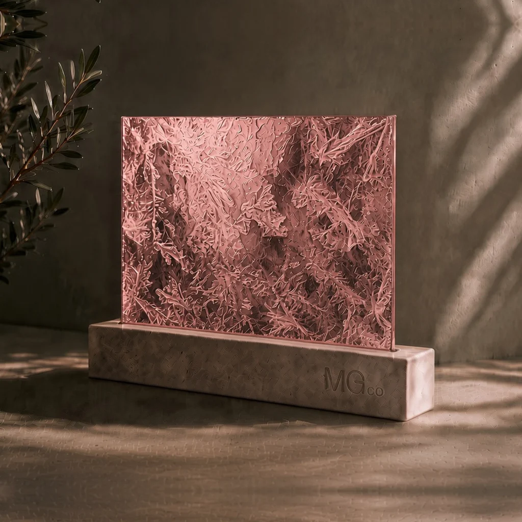 Pink-copper Arctic textured mirror sample