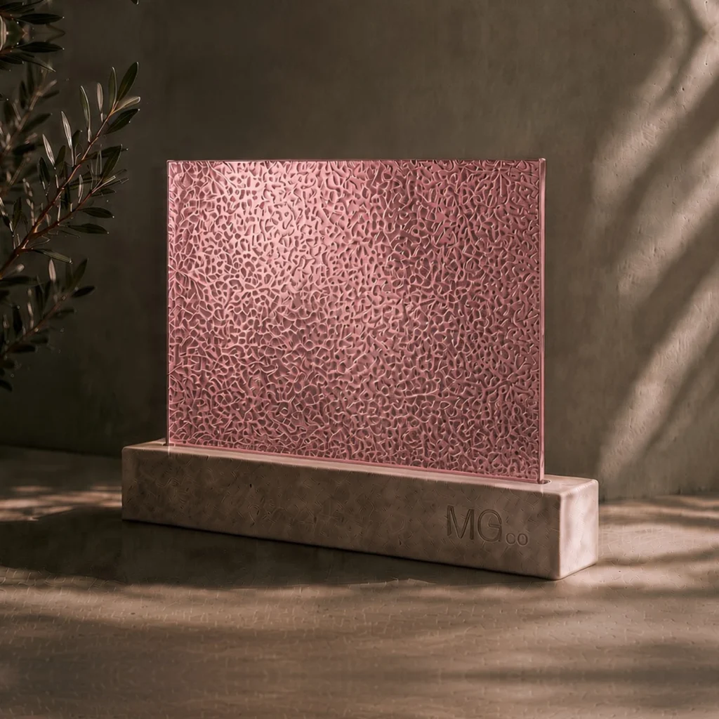 Pink-copper Minster textured mirror sample