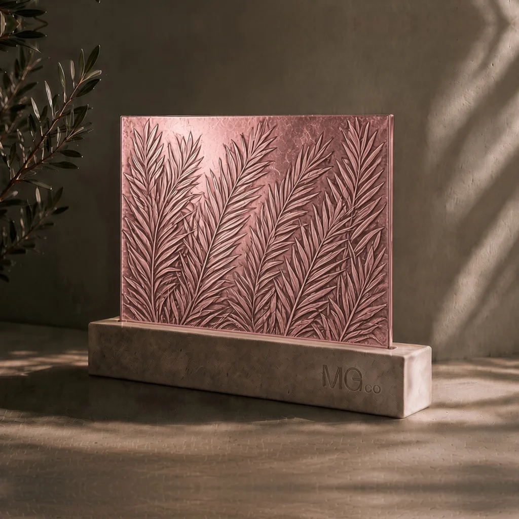 Pink Everglade marble antique mirror sample
