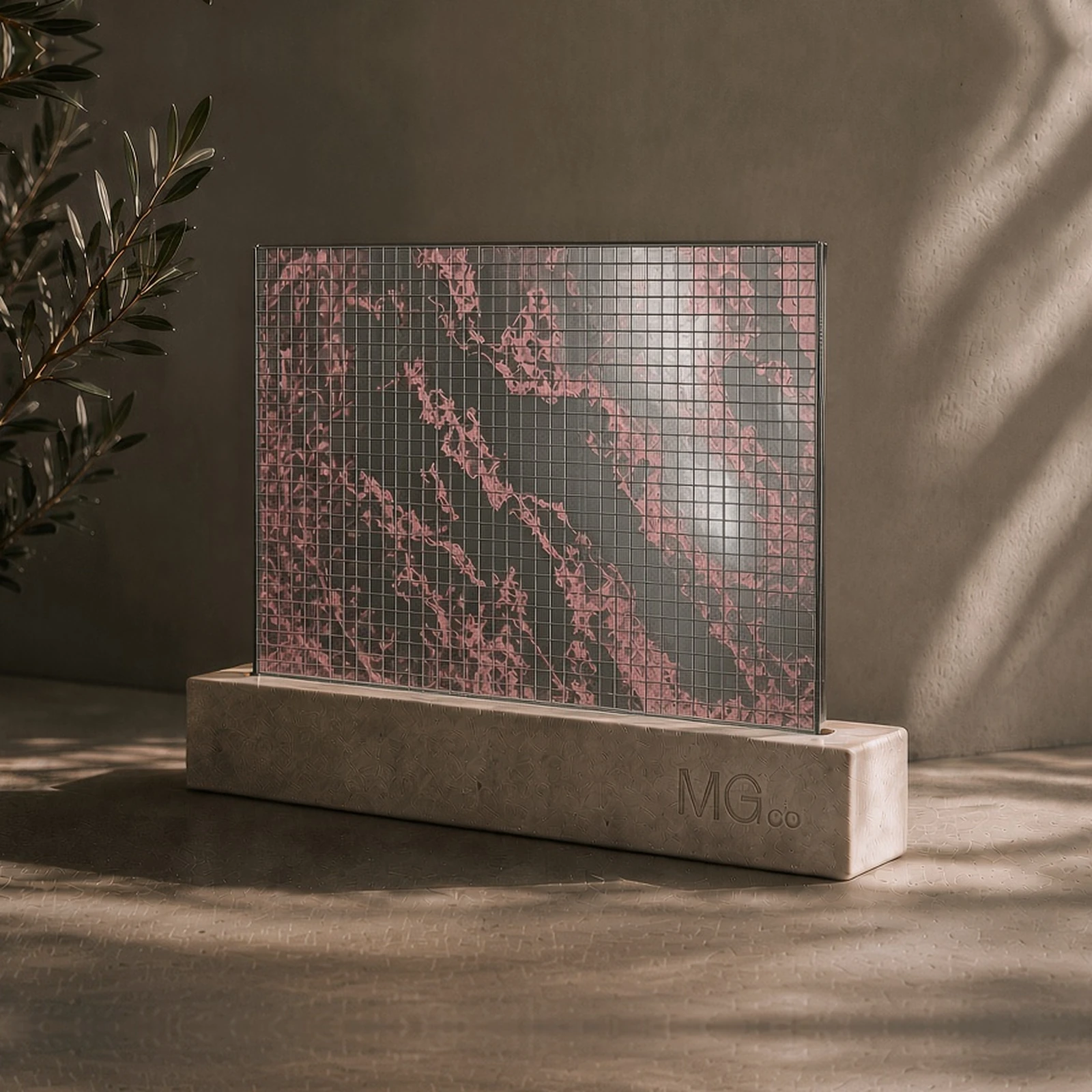 Pink and silver Georgian wired marble antique mirror sample