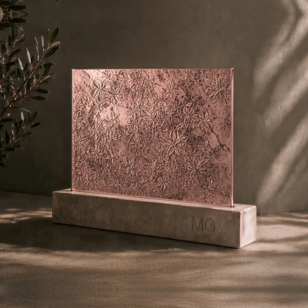 Pink Mayflower marble antique mirror sample