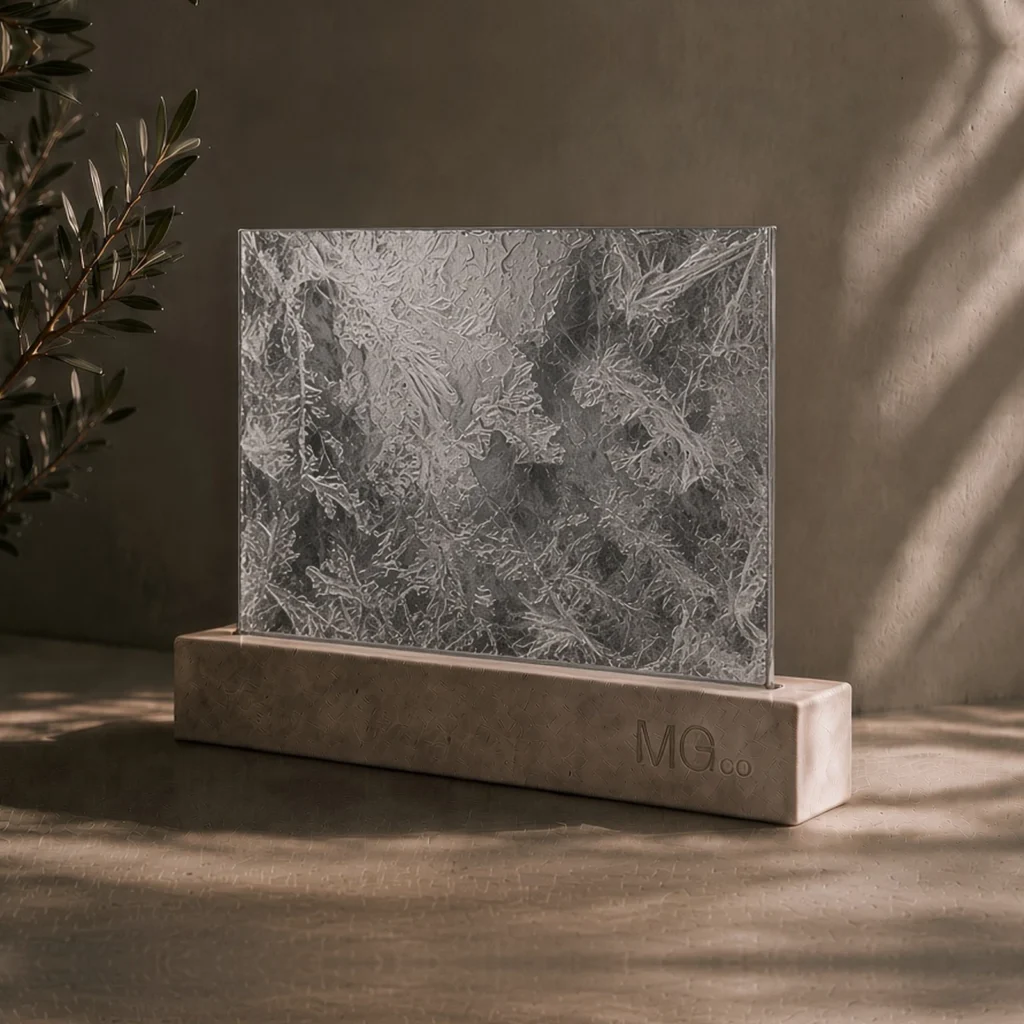 Silver Arctic marble antique mirror sample