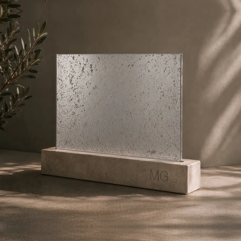 Silver Arctic speckle antique mirror sample