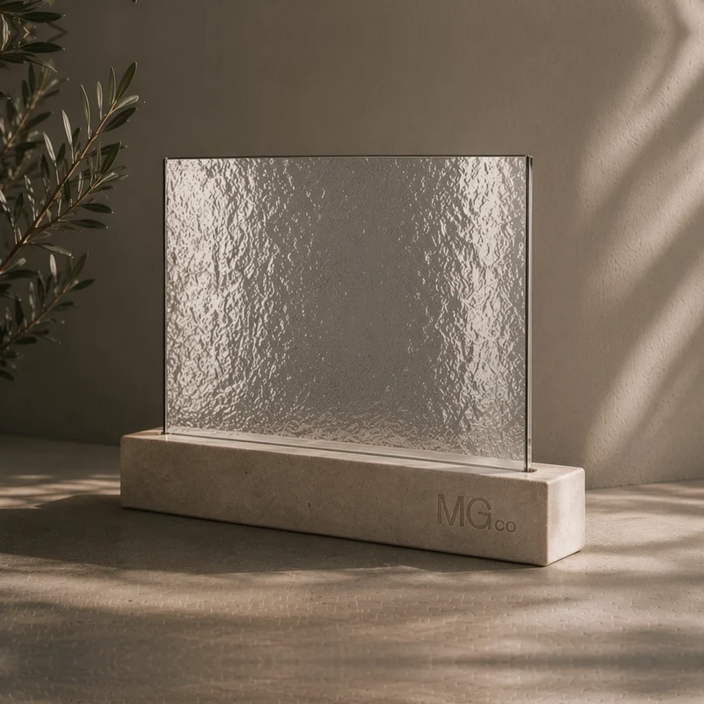 Silver Arctic textured mirror sample