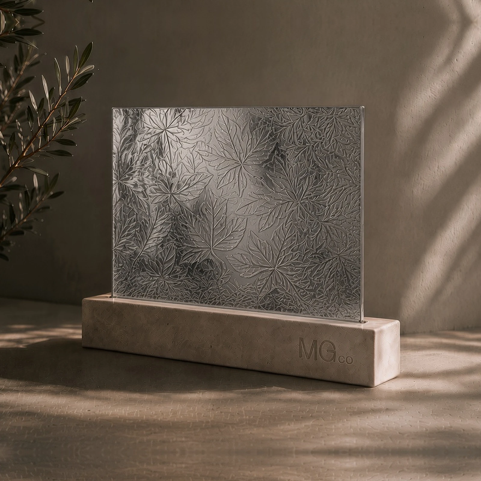 Silver Autumn Leaf marble antique mirror sample