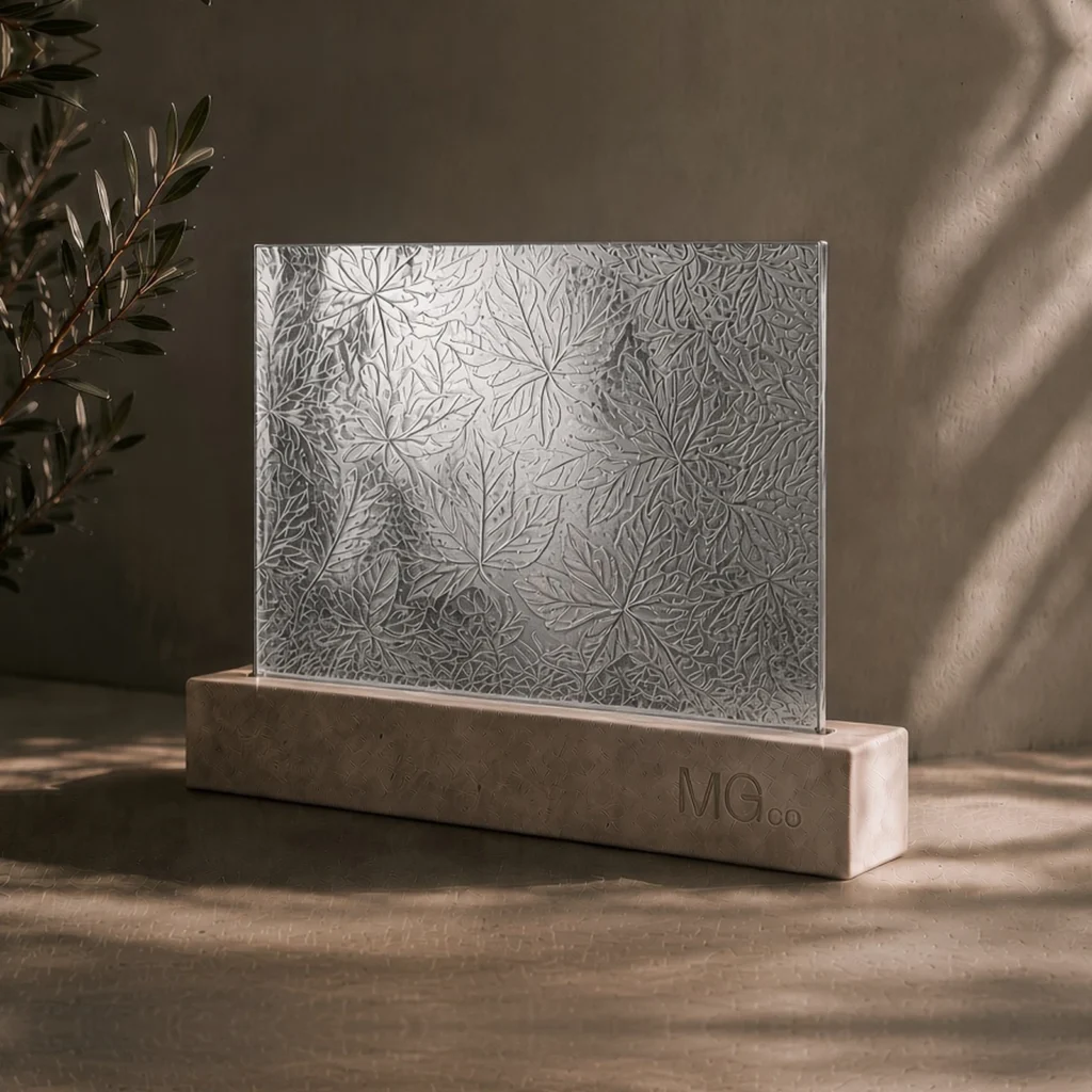 Silver Autumn Leaf speckle antique mirror sample