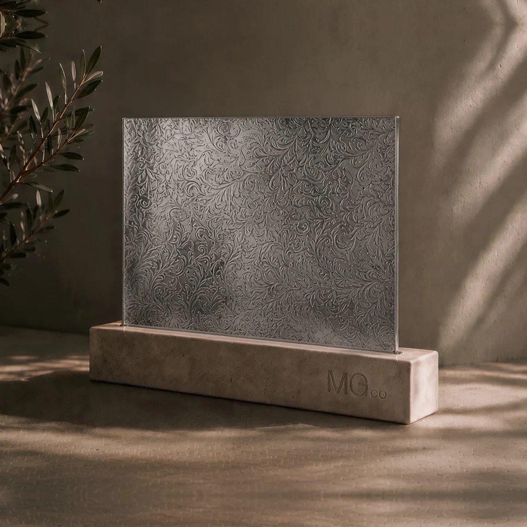 Silver Chantilly marble antique mirror sample