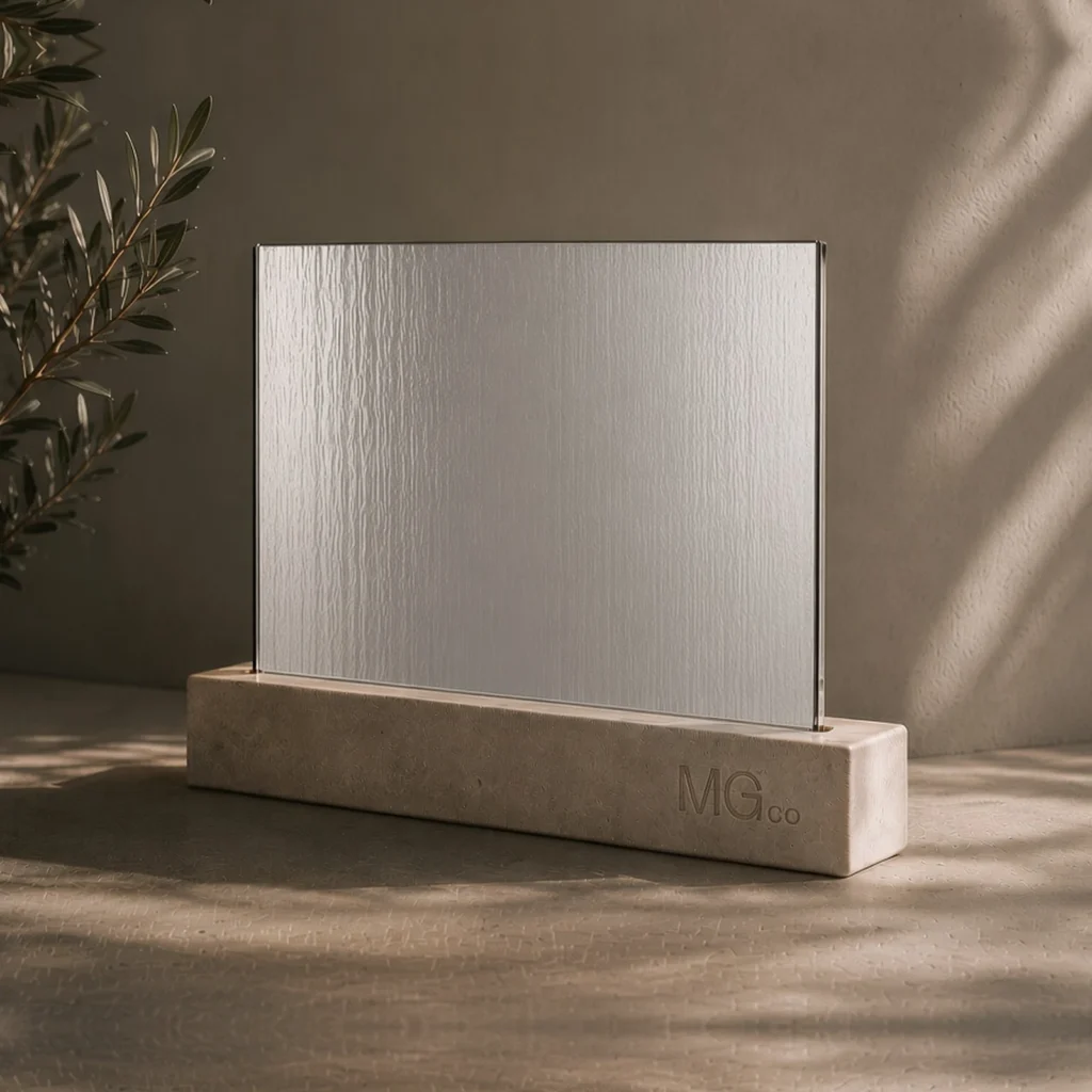 Silver Charcoal Sticks textured mirror sample